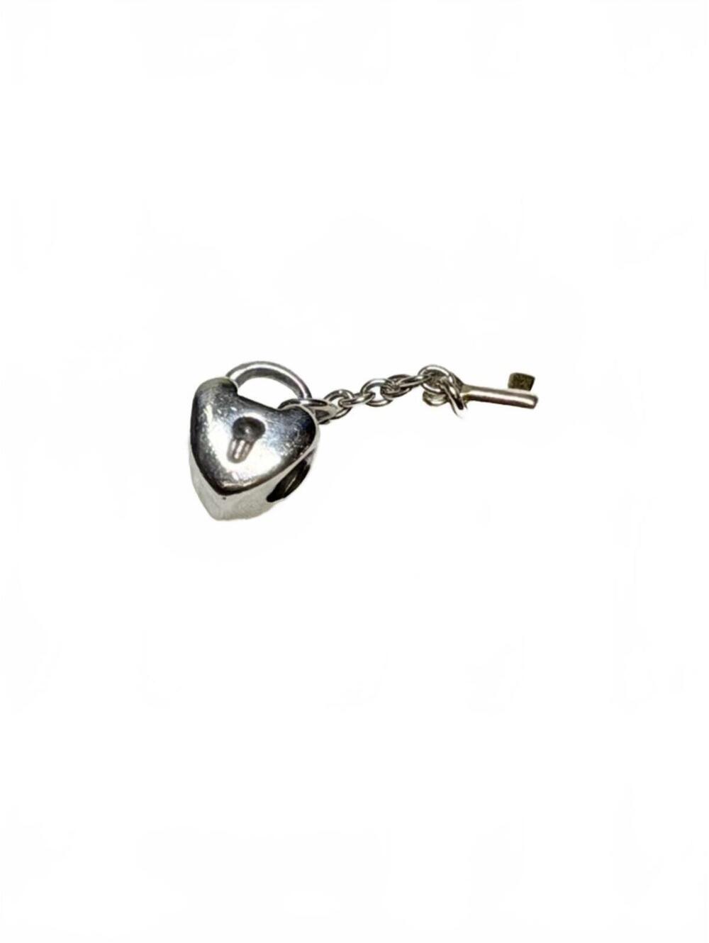 Authentic Pandora Two-Tone Heart Padlock & 14k Gold Key Charm